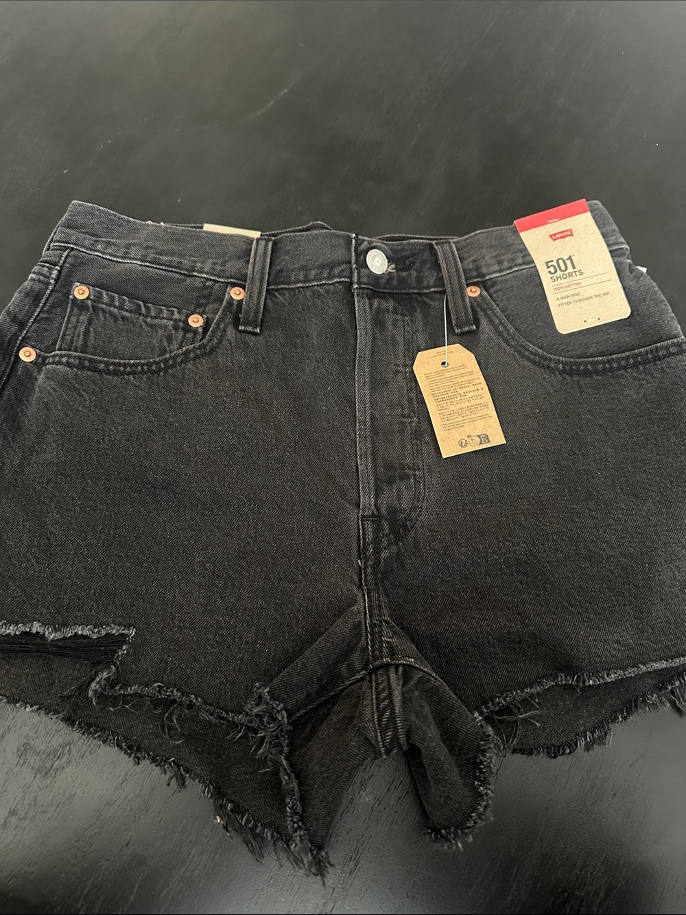NWT Levi's Black 501 Cutoff Denim Shorts